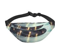UFO Landing Print Marsupio per donne e uomini, borsa a tracolla impermeabile con cinghia regolabile, nero, taglia unica, nero, taglia unica, Nero , Taglia unica