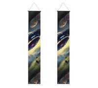 UFO Landing Print Welcome Hanging Banner, bandiere verticali Party Portico Sign, per interni ed esterni, 180 x 30,5 cm