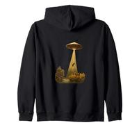 UFO Mucca Rapimento Surreale Vintage Alien Art Felpa con Cappuccio