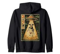 UFO Mucca Vintage Giapponese Alien Rapimento Felpa con Cappuccio