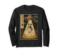 UFO Mucca Vintage Giapponese Alien Rapimento Maglia a Manica