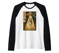 UFO Mucca Vintage Giapponese Alien Rapimento Maglia con Maniche Raglan