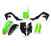 Kit In Plastica UFO Nero E Verde Fluo, Kawasaki KXF Per Moto Ricambi