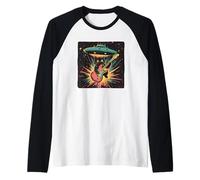UFO porta Rockstar Cat per un giro nello spazio per i fan del rock Maglia con Maniche Raglan