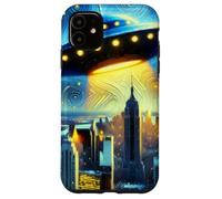 UFO sopra New York City, Notte stellata di Van Gogh Custodia per iPhone 11