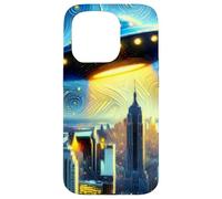 UFO sopra New York City, Notte stellata di Van Gogh Custodia per iPhone 15 Pro