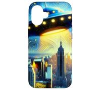 UFO sopra New York City, Notte stellata di Van Gogh Custodia per iPhone 16
