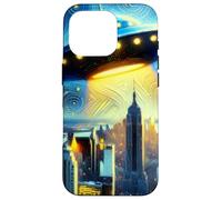 UFO sopra New York City, Notte stellata di Van Gogh Custodia per iPhone 16 Pro