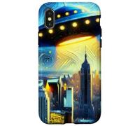 UFO sopra New York City, Notte stellata di Van Gogh Custodia per iPhone X/XS