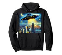 UFO sopra New York City, Notte stellata di Van Gogh Felpa con Cappuccio