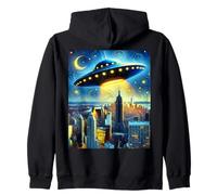 UFO sopra New York City, Notte stellata di Van Gogh Felpa con Cappuccio