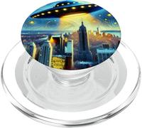 UFO sopra New York City, Notte stellata di Van Gogh PopSockets PopGrip per MagSafe