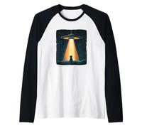 UFO trasmette un gatto per il divertimento cosmico Maglia con Maniche Raglan