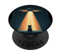 UFO trasmette un gatto per il divertimento cosmico PopSockets PopGrip Adesivo