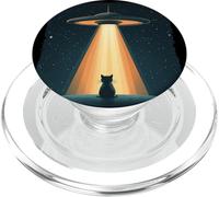 UFO trasmette un gatto per il divertimento cosmico PopSockets PopGrip per MagSafe