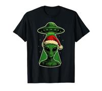 UFO UFO Babbo Natale Alieno Babbo Natale Sci-Fi Xmas Maglietta