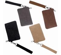 UFOVAOK 4 custodie in pelle multicolore per monete, con chiusura lampo e cinturino, semplici, pratiche ed eleganti per l'uso quotidiano, cachi, grigio, nero, caffè, 14cm*8cm*1cm, casual