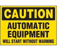 UFRUDR Caution Markers - Automatic Equipment Will Start Without Warning Targa in metallo di avvertimento vintage decorazione da parete per casa, fattoria, bar, caffetteria, club, 30,5 x 40,6 cm