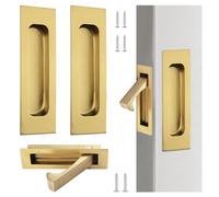 UFURMATE 1 x maniglia per porta da incasso e 2 x maniglie per bordi da 6 pollici, set di maniglie per porta da incasso in acciaio inox per porta scorrevole per armadio (oro