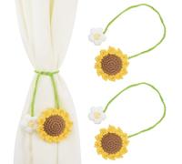 UFURMATE 2 fermatenda a forma di girasole per finestra, in corda, con decorazione floreale, fatti a mano, per casa e ufficio