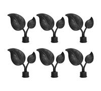 UFURMATE 6 terminali per tende, in plastica, colore nero, per aste da 21-22 mm di diametro (a forma di foglia)