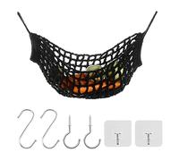 UFURMATE Amaca per frutta e verdura, 1 set di amaca nera fatta a mano in macramè con ganci in cotone porta frutta e rete sotto l'armadio, cestino per frutta e verdura da appendere per risparmiare