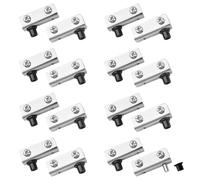 UFURMATE Cerniera a Perno, 8 Paia di Cerniere a Perno per Porte in Vetro Senza Cornice, Clip per Porte di Armadi in Vetro con Perno Regolabile, Morsetto in Ferro, Kit di Ricambio per Porte in Vetro