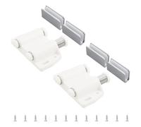 UFURMATE Chiusura magnetica per porta in vetro, set da 2 chiavistelli a pressione doppi in vetro con morsetto regolabile, adatto per porte a battente da 3-6 mm (argento e bianco)