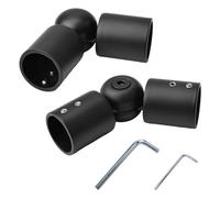 UFURMATE Connettore a gomito incernierato, 2 pezzi in acciaio inox per aste per tende da finestra, connettore angolare da 90 gradi a 180 gradi per asta da 2,5 cm (nero)