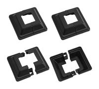 UFURMATE Copertura per base per palo, 4 pezzi, 25 x 25 mm, piastre di copertura per pali in plastica, colore nero, decorativa, copertura split post skirt, copertura per ringhiera quadrata, per scale