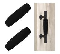 UFURMATE Copertura per maniglia della porta del fienile, 2 pezzi, 14 cm di lunghezza, in neoprene, per porte scorrevoli, facile da installare, protezione con gancio e nastro ad anello (nero)