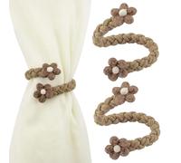 UFURMATE Fermatenda a forma di fiore, 2 pezzi, in corda lavorata a mano, stile bohémien, pieghevoli, fai da te, fermatenda per decorazione (marrone caffè)