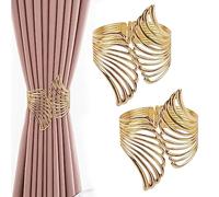 UFURMATE Fermatenda per tende, 2 pezzi, in lega di zinco, decorativi, creativi, con fibbie, per casa e ufficio (grande ala cava dorata)