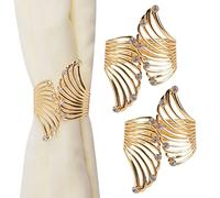 UFURMATE Fermatenda per tende, 2 pezzi, oro cavo ad ala con strass, in lega di zinco, fibbie decorative per tende, fermatende a molla