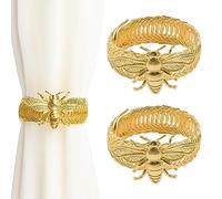 UFURMATE Fermatende per tende, in lega di zinco, stile semplice e moderno, in corda metallica, per decorazione della casa (ape dorata), 2 pezzi