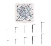UFURMATE Ganci a vite, 120 ganci a forma di L, 5 misure, ganci da spalla per comò, ganci ad angolo retto, ganci a vite autofilettanti, per interni ed esterni (argento)