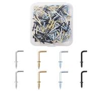 UFURMATE Ganci a vite, 120 ganci a forma di L da 1,27 cm, in acciaio al carbonio, ganci ad angolo retto, ganci autofilettanti, per interni ed esterni (4 colori)