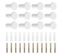 UFURMATE Ganci appendiabiti in metallo, 12 pezzi, ganci rotondi da parete, resistenti, ganci robusti per ingresso, bagno, cucina (bianco)