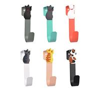 UFURMATE - Ganci da porta, 6 ganci singoli in metallo con diversi colori, decorativi a forma di animali, per appendere asciugamani, vestiti, borse, cappelli (decorazione per gatto)
