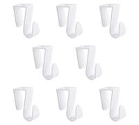 UFURMATE Ganci per ante di armadietti, 8 ganci singoli in plastica, multiuso sopra l'armadio e i cassetti, ganci salvaspazio per cucina, bagno, camera da letto (bianco)