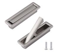 UFURMATE Maniglia per porta a filo 2 pezzi in lega di zinco maniglia per porta incassata hardware spazzolato tirante nascosto per bordo per armadio guardaroba porte a scomparsa (argento)