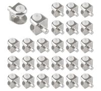UFURMATE Pioli regolabili per mensole in vetro, 40 pezzi, in lega di zinco, senza cornice, supporto semicircolare per armadietto, con clip per montaggio a parete, per occhiali da 4-8 mm (bianco