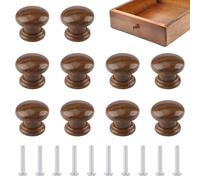 UFURMATE Pomelli per cassetti, 10 pomelli rotondi in plastica con venature del legno, per cassetti, armadi, mobili (marrone scuro)