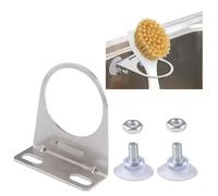 UFURMATE Portaspazzole per lavello da cucina, 1 pezzo, con ventose, in acciaio inox, per cucina (argento)