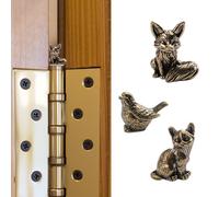 UFURMATE Set di 3 cerniere magnetiche con testa di cardine a forma di animale, in stile vintage, creativi, in ottone, ornamenti (passero, gatto, volpe)