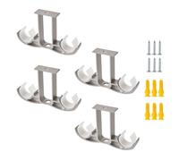 UFURMATE Staffe per asta da tenda, 4 staffe di montaggio a soffitto in lega di alluminio, staffe doppie per tende da finestra, staffe a sospensione per aste da tenda da 24 a 30 mm (grigio)