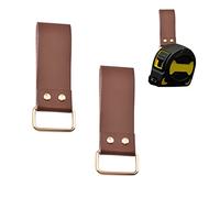 UFURMATE Supporto per metro a nastro, 2 pezzi in pelle con clip da cintura in pelle con nastro di misurazione forte, strumento per cintura in pelle (marrone scuro)