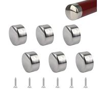UFURMATE Tappi terminali per corrimano, 6 pezzi, 50 mm, in acciaio inox 201, rotondi, per corrimano, gradini per scale, corrimano (argento)