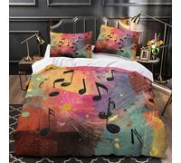 UFVZBNFAN 3D Design Printed 3 Pcs Bedding Set Bed Decor Hidden Zipper Super Musical Notes Quilt Cover Washable Wrinkle-Resistant for Youth,Kids,Women Abstract Colorful Duvet Cover King（220x240cm）