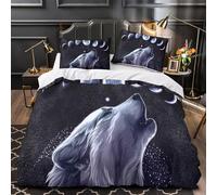 UFVZBNFAN 3D Design Printed 3 Pcs Bedding Set Bed Decor Hidden Zipper Ultra Wolf Howling Quilt Cover Breathable Anti-allergic for Kids,Adults,Teenagers moon Phases Duvet Cover Super king（260x220cm）